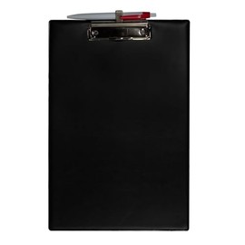 Clipboard DIN A4 Black (Made in Germany) with Holder for Ballpoint Pen Including Ballpoint Pen