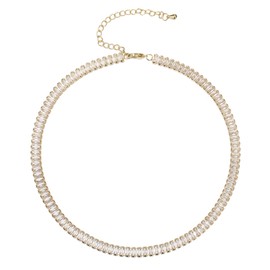 Clearine Sparkle Full Cubic Zirconia Choker Classic Gold Plated Tennis Necklace for Women