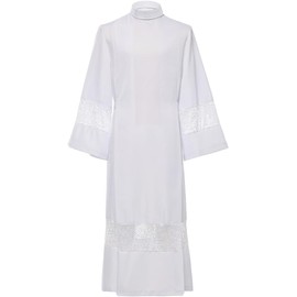 Catholic Church Priest ALB White Linen Lace Pleated Costume Vestment Robe