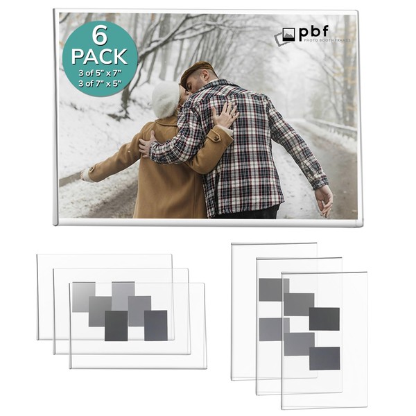 pbf 3-Pack 5x7 & 3-Pack 7x5 Magnetic Picture Frames for
