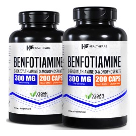 Healthfare Benfotiamina 300mg 200 Cpsulas Pack 2 Vitamina B1 Alta Absorcin                                                                            