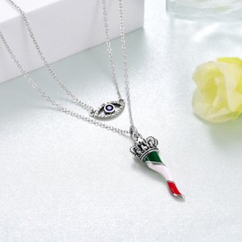 jiulegufa Italian Horn Necklace for Women 925 Sterling Silver Evil Eye Italian Horn Necklace Jewelry Gifts for Women