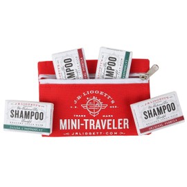 J·R·LIGGETT'S All-Natural Traveler Shampoo Bars .65oz and Mini Traveler Pouch Pack, Supports Strong and Healthy Hair-Nourish Follicles with Antioxidants and Vitamins - Sulfate-Free, 4 Mini Bars