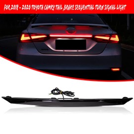 KENRTIR DRL Brake Lamp Rear Tail light Trunk Bar Compatible With 2018 2019 2020 2021 2022 2023 Toyota Camry Smoked Lens Taillight Rear Fog Sequential Turn Signal Light