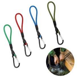 PAVIKE Bungee Cord, Set of 4, Camping Tent Cords, Rubber Hook Tent Accessories, Multi-functional Camping Portable Accessories, Camping Accessories for Securing Tents