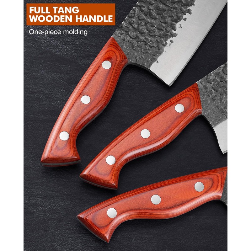Professional Butcher Knife Set, Hand Forged Heavy Duty Meat Cleaver