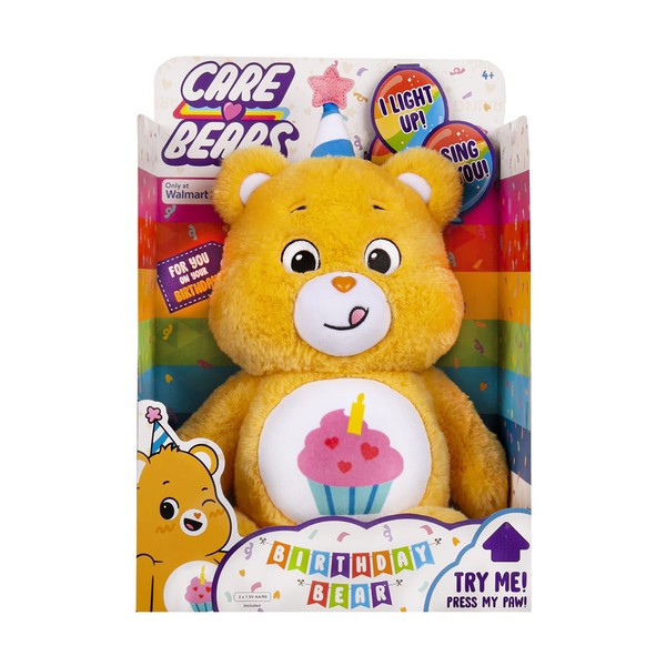 Care Bears | Interactive Singing Birthday Bear, Cute Musical Toy with Lights, Cuddly Toys for Children, Plush Soft Toys for Girls and Boys, Cute Teddies for Kids, 4+| Basic Fun 22438