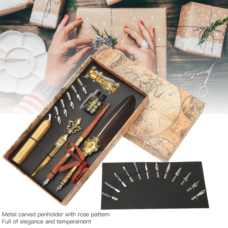 Feather Pen Set Retro British Creativity Writing Suit for Business