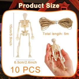 10 Pcs Mini Halloween Skeleton Decorations, White Small Plastic Skeleton