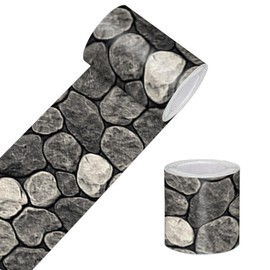 HOMETITUTE Wallpaper Border Peel and Stick Decorative Wall Trim Self Adhesive Stone Texture Accent Strip for Bathroom Kitchen Entryway Balcony Mirror Frame Backsplash Wall Edge 4x196 Inch Rock Style