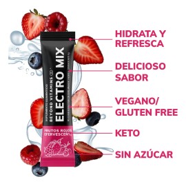Electrolitos Sin Azúcar En Polvo - Sales Minerales | Hidratación Bajo En Calorías, Apto Dieta Keto | Rehidratación - 20 Sticks Individuales - Hidratante Sabor Frutos Rojos Efervescente