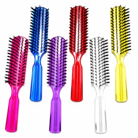 LUXXII 6 Pack Nylon Bristle Hair Brushes 6 Inch Pocket Hair Brush Set for Women Men Kids, Travel Hair Brush for Purse, Detangling Brush for Wet & Dry Hair, Assorted Colors