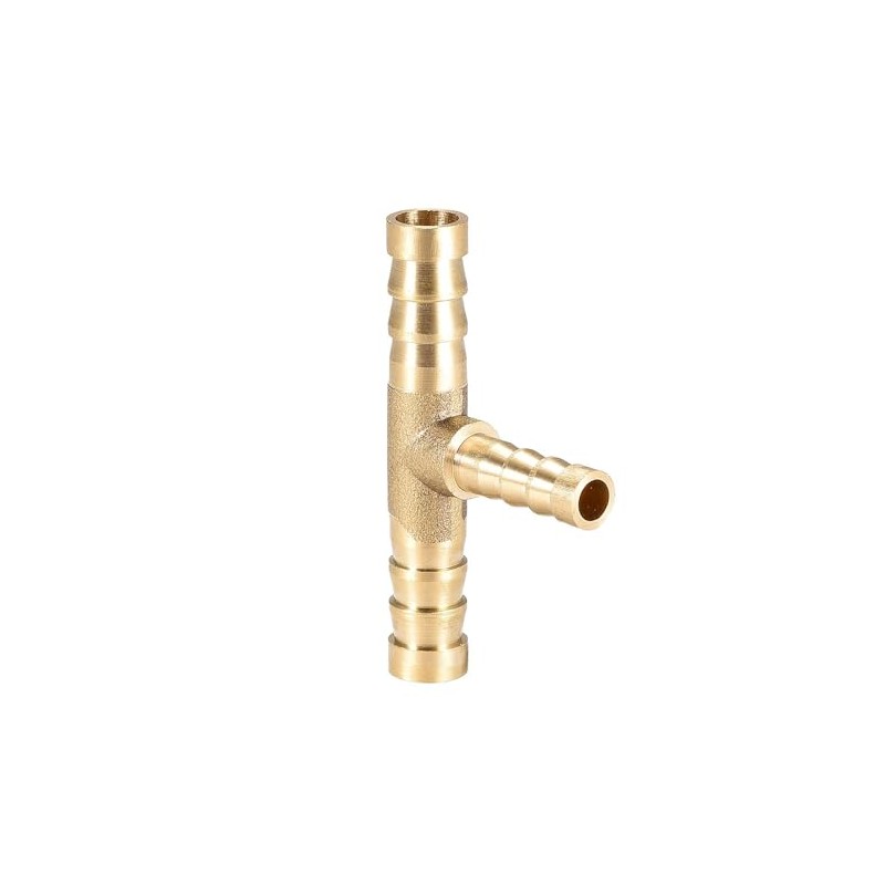 TA-VIGOR Tee Brass Barb Reducer Fitting, 3 Way Splitter Connector