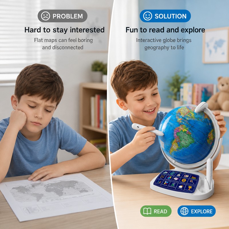 11-Inch Interactive Talking Globe for Kids - AR Geography Learning