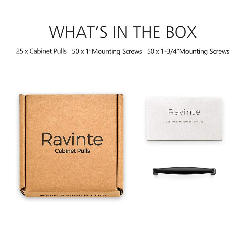 Ravinte 25 Pack 5 Inch Kitchen Cabinet Handles Matte Black