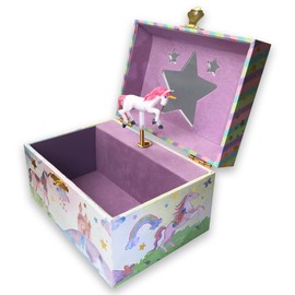 BinkeGG Play [ Somewhere Over the Rainbow ] (60 Tunes Option) Children Jewelry Box Unicorn Jewelry Music Box for Girls Jewelry Storage Box with Sankyo Musical Box Mechanism