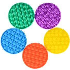 Mirenlife 5 Packs Pop Sensory Fidget Toys, Push Bubble Fidget Sensory Toys, Silicone Pressure Relieving Toys, Silicone Squeeze Sensory Toys, Round