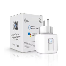 proAMEDEN Smart WiFi Socket 16A 3680W 2.4GHz with Current Measurement, Voice Control from Google Home and Alexa, Remote Control and Timer Function (1/White)