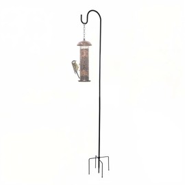 MISPACIO Bird Feeder Pole, 80" Tall Heave Duty Pole with Shepherd Hook 5 Prongs Base for Outdoor Hummingbird Feeders (No Bird Feeder or Baffle)