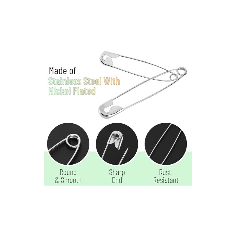 Mr. Pen Oversize Safety Pins - 2.2 Inch, 300 Pack,