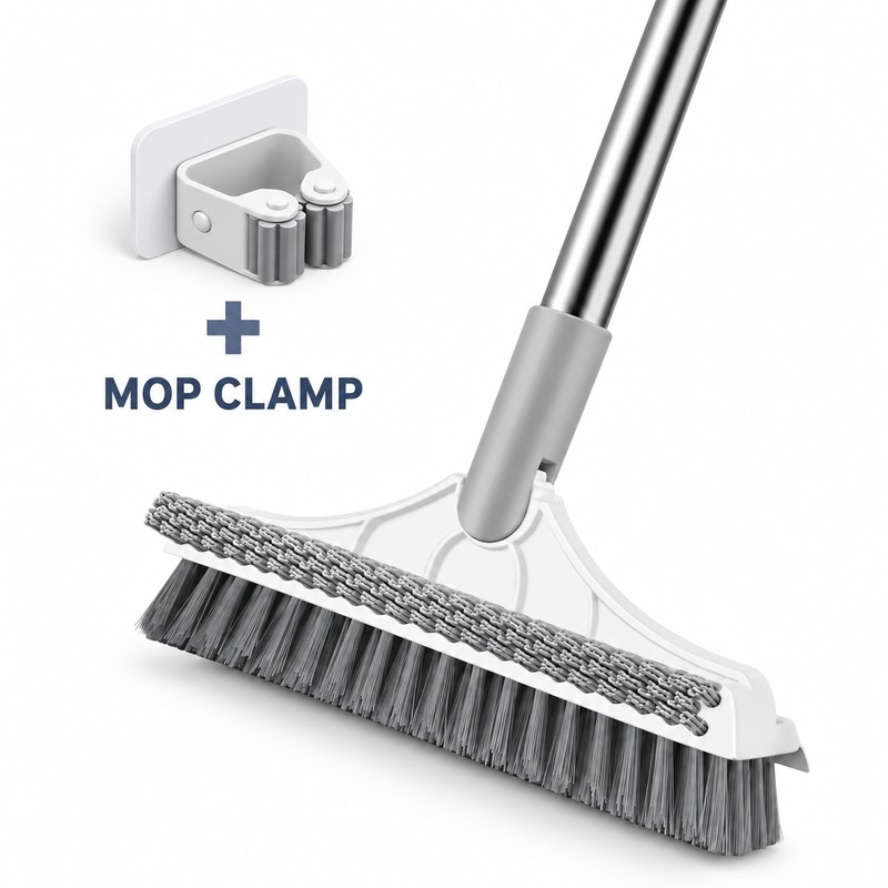 3-in-1 Floor Scrub Brush with Extra-Stiff Bristles – 40.55" Long