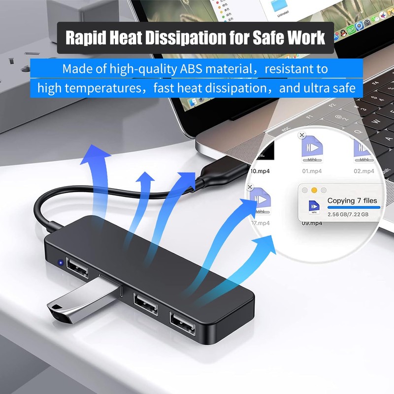 USB Hub,4 Port USB Adapter USB Splitter,Multi USB Port Expander