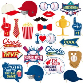 Baseball-Fotoautomaten-Requisiten-Set, Baseball-Mottoparty, Geburtstagsparty-Zubehör für Erwachsene und Kinder, lustige Tischaufsätze, Fotografie-Zubehör, 23-teilig