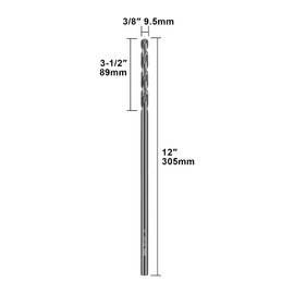 SALI Puntas de taladro de extensión de aeronave de cobalto, brocas de 3/8"×12" de longitud para perforar en chapa metálica, acero inoxidable, aluminio, madera y cobre