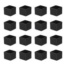 sourcing map 16 Pcs Chair Leg Caps, 1"x1" PVC Non-Slip Floor Protectors Square Chair Leg Covers Table Leg Caps for Furniture, Black