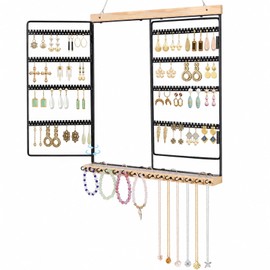 Hanging Jewelry Organizer 4-Tier Wall Earring Holder for Necklaces, Rings
