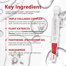 Triple Collagen & Hyaluronic Acid Serum Anti Aging, Single-Use Vials Korea Skincare,Collage-n Ampoule Tubes,Barrier Repair Firming Emergency Repair, Reduces Wrinkles (30PCS PACK OF1, Triple Collagen)