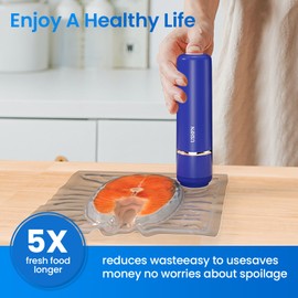 USHFN Vacuum Sealer,Portable Vacuum Sealer for food,Vacuum Machine with 3 sizes of Vacuum Storage Bags and 10 per size(Vacuum Sealers+ 30 reusable vacuum seal bags)