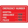 eSplanade Emergency Phone Number Sign Decal Sticker - Easy to