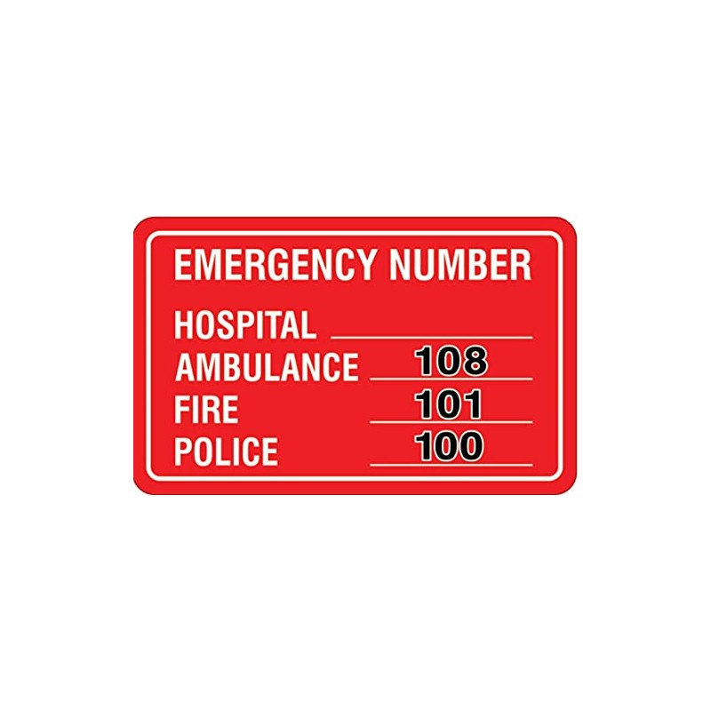 eSplanade Emergency Phone Number Sign Decal Sticker - Easy to