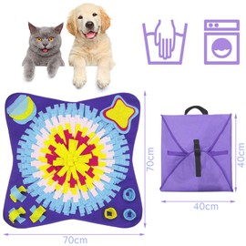Tonsooze Pet Snuffle Mat for Dog, Training Mat for Pets Dogs Cats, Washable, Foldable, Puppy Training Pad, Foraging Skill Puzzle Toys, 70 x 70 cm