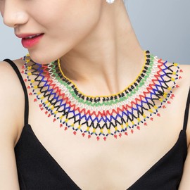 AUEAR, Colorful Beaded Necklace Maasai South African for Women Best Gift