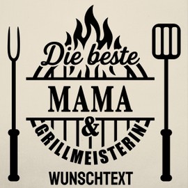 Schürze - Grillschürze Die beste Mama und Grillmeisterin I Muttertagsgeschenk Grillen für Mamas Geschenkideen Mütter Geschenk Muttertag - 85x69 - Natur Weiß - geschenke mutter