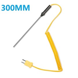 K-Type Thermocouple Probe Digital Thermometer Steel Sensor Spiral Cable (Probe 300 mm)