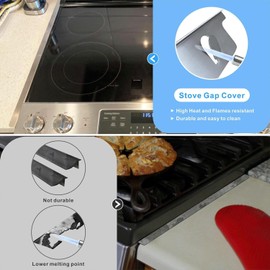 VANROUG 4PCS Stove Gap Covers Stainless Steel, Range Trim Kit, Kitchen Stove Counter Gap Cover, Stove Counter Gap Covers, Stove Gap Filler Retractable Length 13.8"/350mm to 27.5"/700mm (Silver)