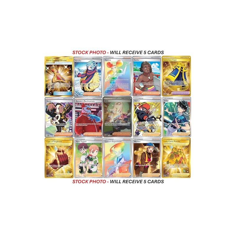 Pokemon 5 Full Art Trainer Card Lot - X1 Secret