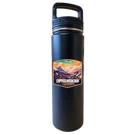 Copper Mountain Colorado Design A Souvenir 32 oz Insulated Stainless Steel Tumbler Water Bottle with Screw on Lid Black 2-Pack