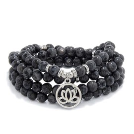 Lotus Flower Gifts Mala Beads 108 Healing Bracelet Necklace Meditation Accessories, Stone, No gemstone