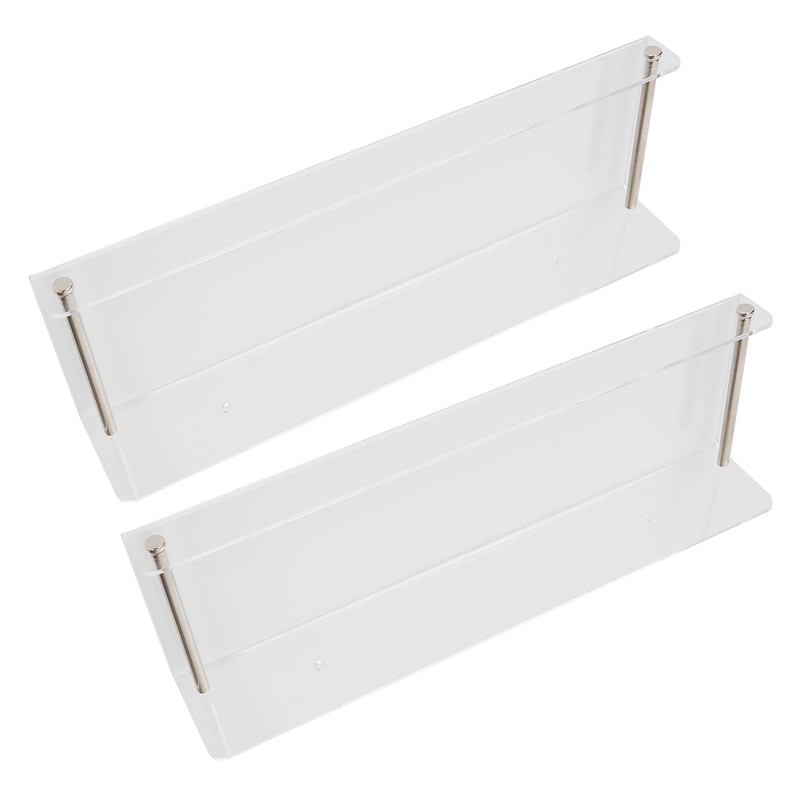 2Pcs Floating Wall Ledge Shelf Acrylic Concealed Bathroom Rack for