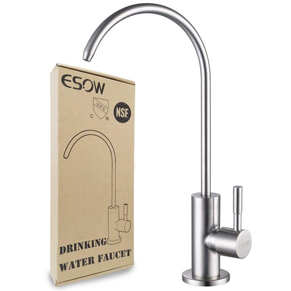 ESOW Kitchen Water Filter Faucet, 100% Lead-Free Drinking Water Faucet Fits most Reverse Osmosis Units or Water Filtration System in Non-Air Gap, Stainless Steel 304 Body Brushed Nickel Finish