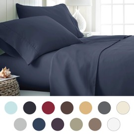 ienjoy Home Hotel Collection Luxury Soft Brushed Bed Sheet Set - Queen - Navy