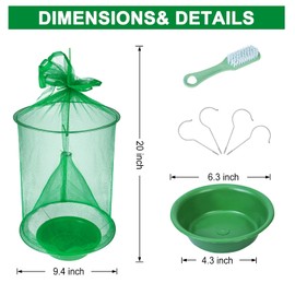 4 Pack Reusable Ranch Fly Traps Outdoor Hanging, Fly Catcher Killer Hunter Cage Control, Farm Horse Stable Fly Trap for Orchard, Barn, Garden