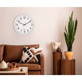 Bernhard Products White Wall Clocks, 2 Pack Silent Non Ticking - 16 Inch Extra Large Quality Quartz Battery Operated Round Easy to Read Home/Office/Business/Kitchen/Classroom/School Clock, Black Hands