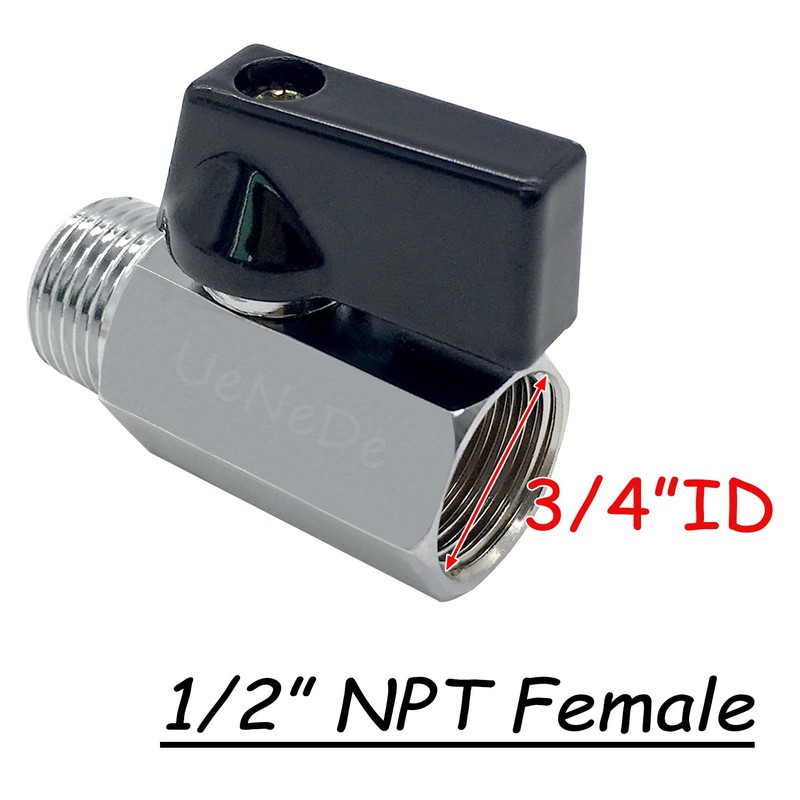 Uenede 2PCS 1/2 Inch NPT Chrome Plated Brass Mini Ball