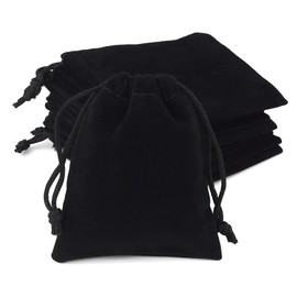 10 Pieces Velvet Drawstring Jewelry Bags Velvet Drawstring Jewelry Pouches Gift Bags for Wedding Party Favors Small Velvet Bags with Drawstring Candy Bags Christmas Gift Velvet Cloth Bag (Black)