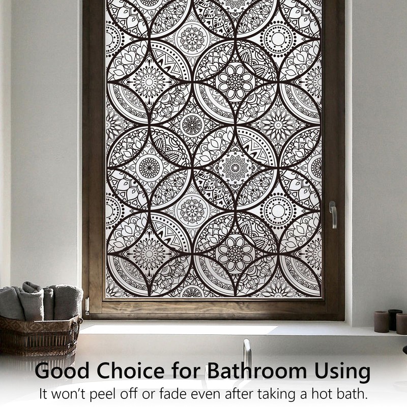 DKTIE Boho Stained Glass Look Window Privacy Film with Installation